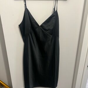 H&M black silk slip dress